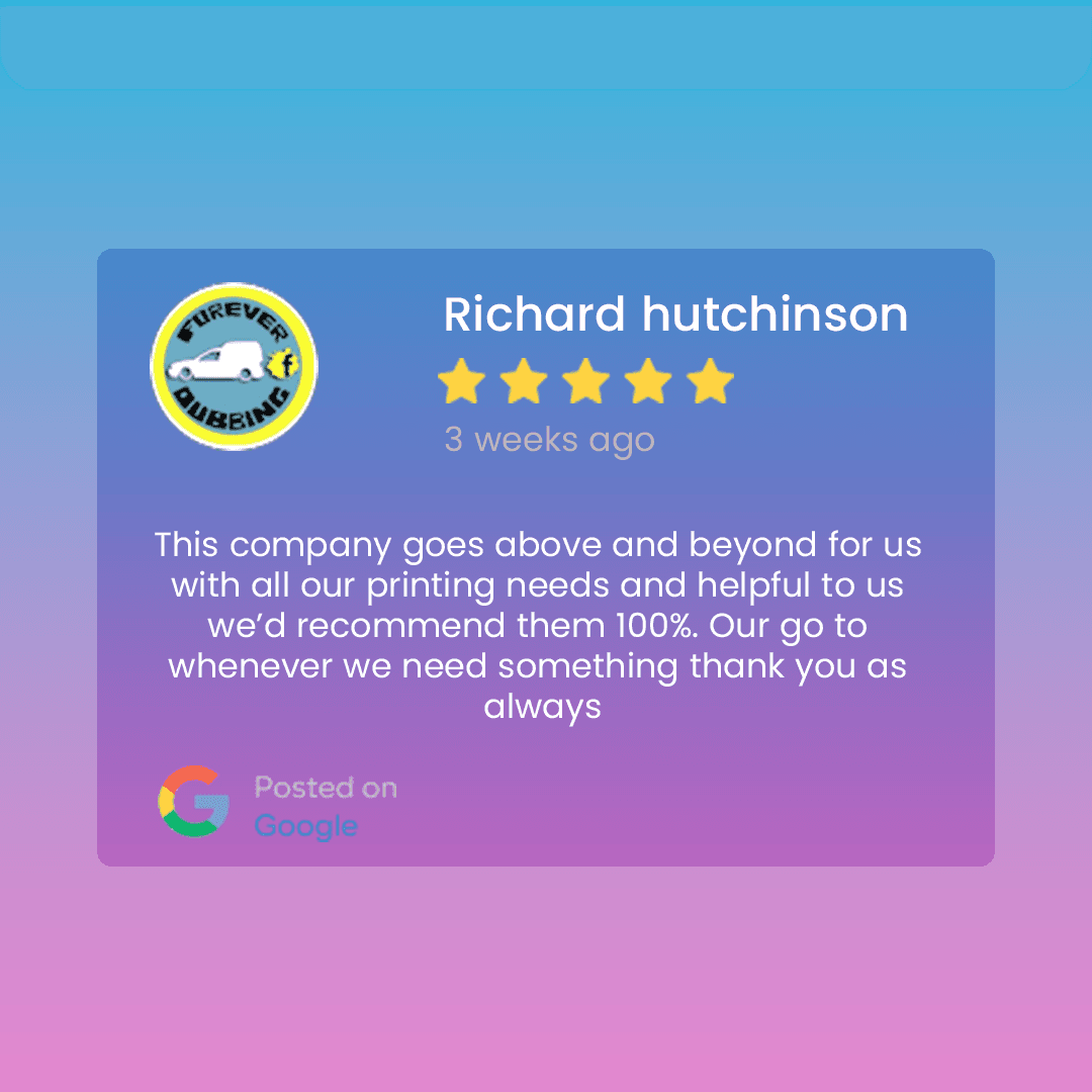 Google review from Fiza Nawaz for Printing Zone