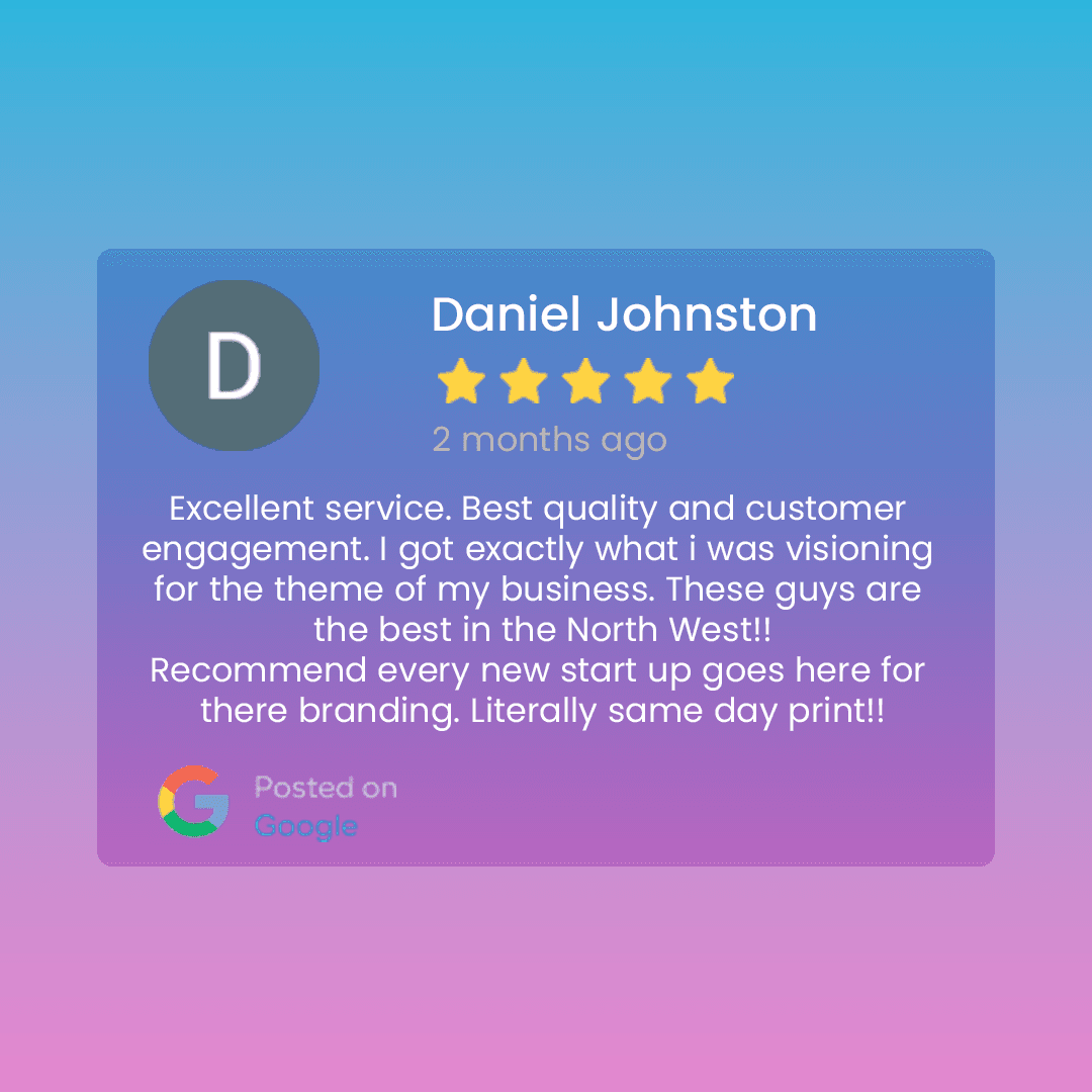 Google review from Aman Ullah for Printing Zone